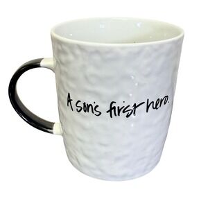 Prima Design A Sons First Hero Coffee Mug White‎ Hammered Texture Black Handle
